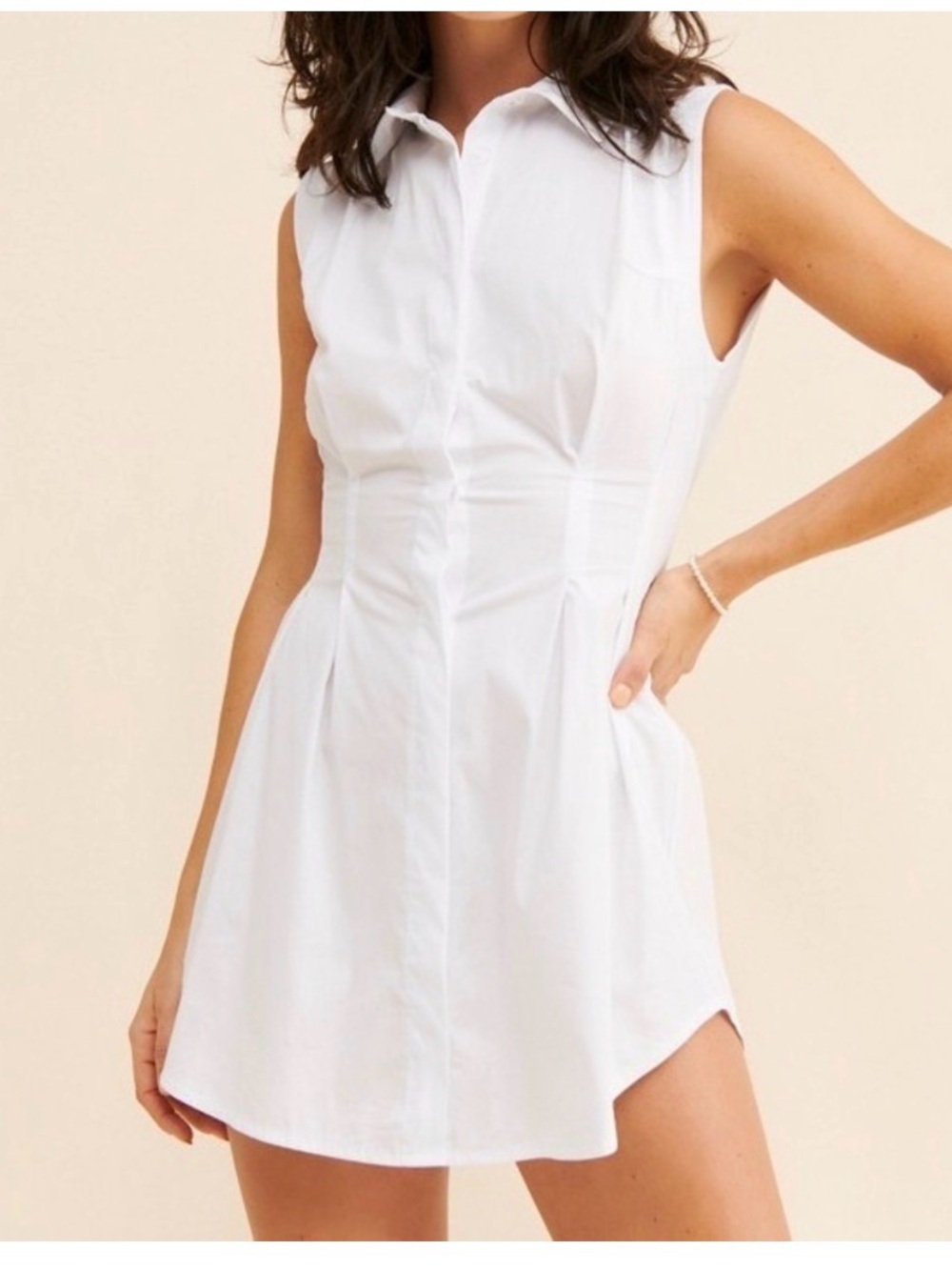 REVOLVE White Sleeveless Collared Mini Dress